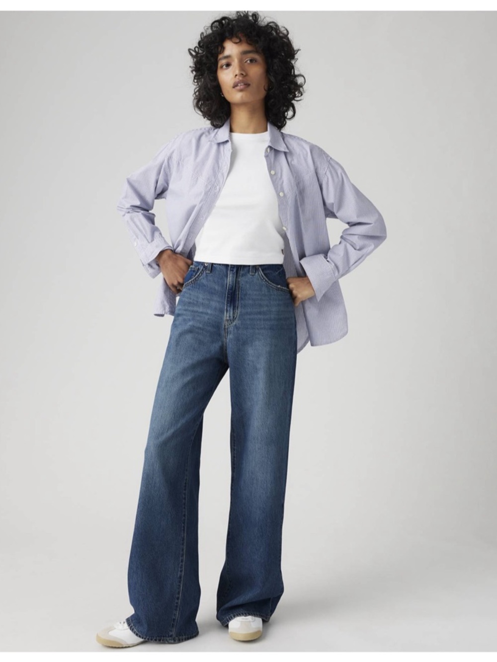 Levi's Wide-Leg Cinch Baggy High Rise Jeans - Medium Blue 24x31